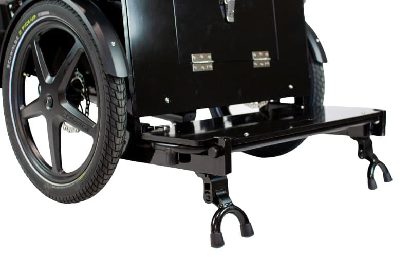 The dual front safety kickstands on a Ricky Rickshaw